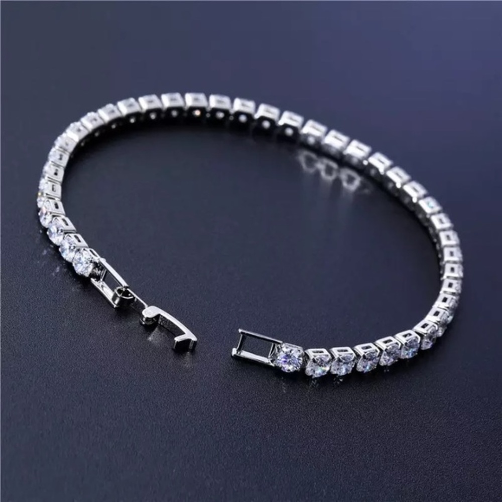 4-5mm Silver Full Drill Tennis Crystals Bracelet - Picture 16 of 16